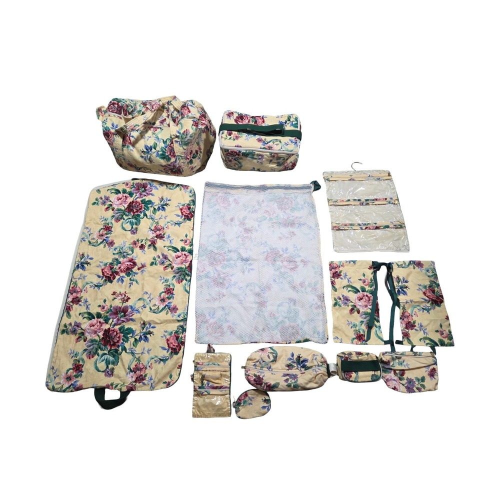 RARE 12-PC VINTAGE GLORIA RAE LUGGAGE & TRAVEL ORGANIZER SET